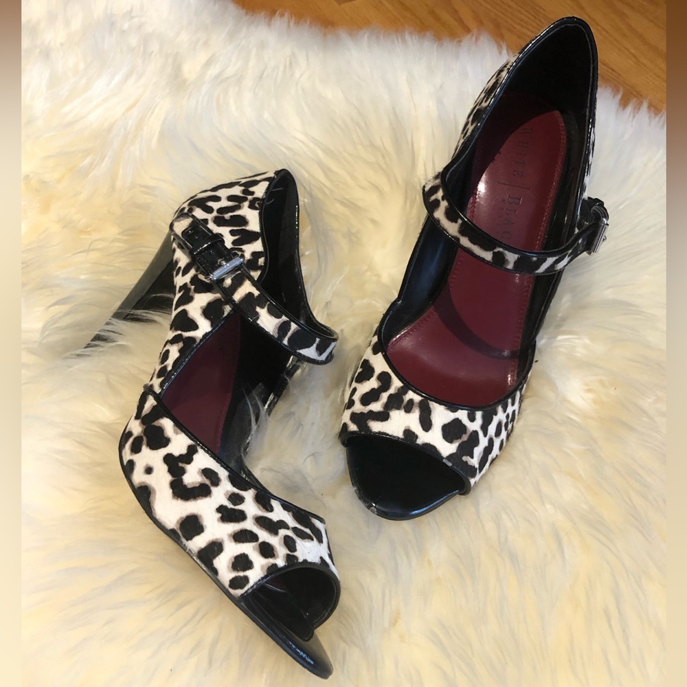 White House Black Market Ryan Animal Print Calf Hair Mary Jane Heels Pumps 9.5